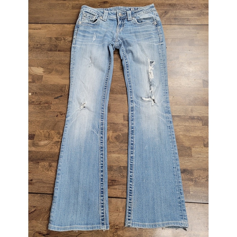 Miss Me JP5445B Cross Bootcut Jeans Size 26 Distressed Y2K Bling VTG 54B